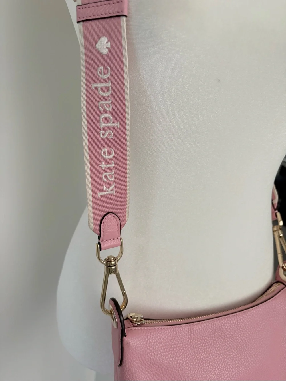 kate spade Pink Pebbled Leather Crossbody with Signature Strap